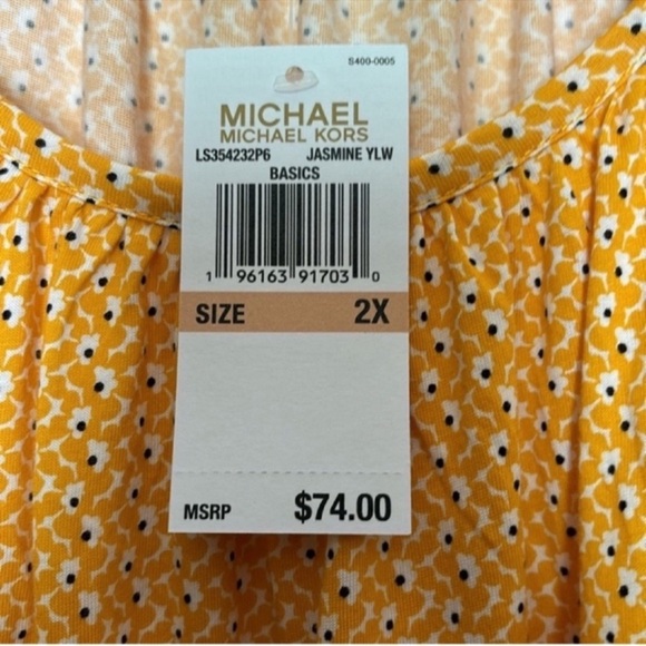 Michael Kors Gold Relaxed Smocked Blouse - Picture 3 of 6